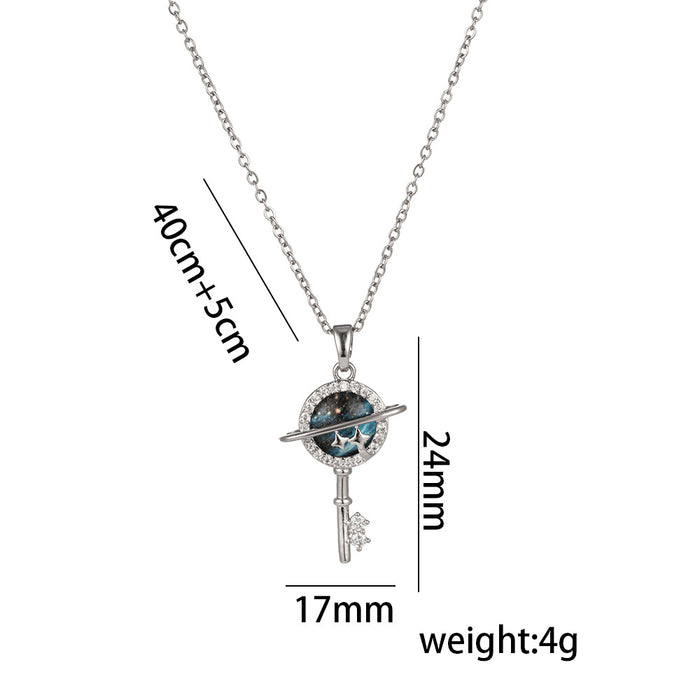 Wholesale Titanium Steel Elegant Full Diamond Necklace for Women JDC-NE-OBK011