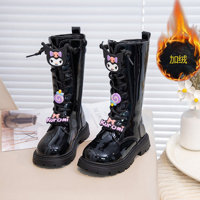 Wholesale Girls' Long Boots New Korean Version Cute Cartoon with Plush Leather Boots Soft Soled Hot Selling Long Boots JDC-KS-SB008