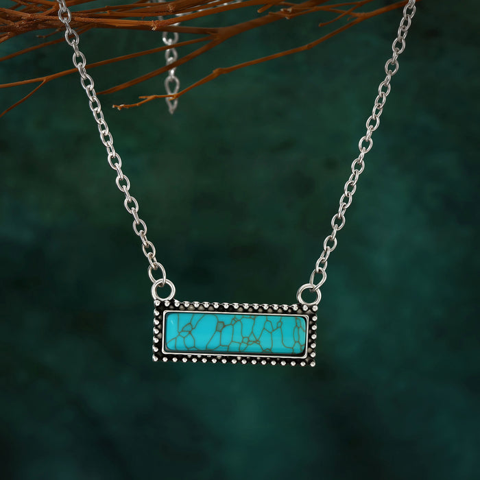 Wholesale Turquoise Fan-Shaped Retro Bohemian Necklaces