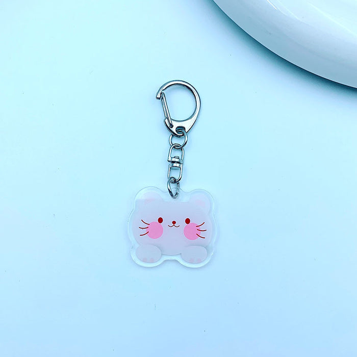 Wholesale Double-sided Keychain Cute Cartoon Book Bag Pendant Transparent Pendant Acrylic Key Ring for Men and Women