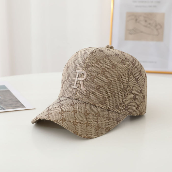 Wholesale Checkered Embroidered R-Letter Hat Retro Duck Tongue Hat Personalized Sunscreen and Sunshade Baseball Hat Trendy