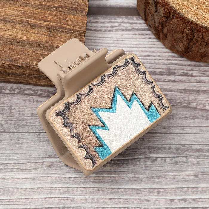 Wholesale Western Style Medium Leather Hairpin Sunflower Shark Clip Women' s Grab Clip