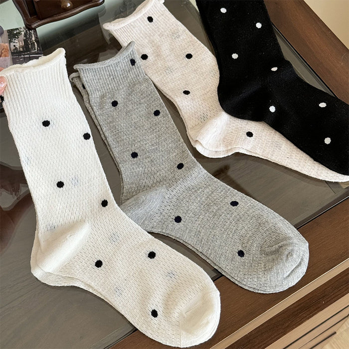 Wholesale Stacked socks, thin, breathable, solid color, polka dot, midsole, long socks, summer odor proof, sweat absorbing