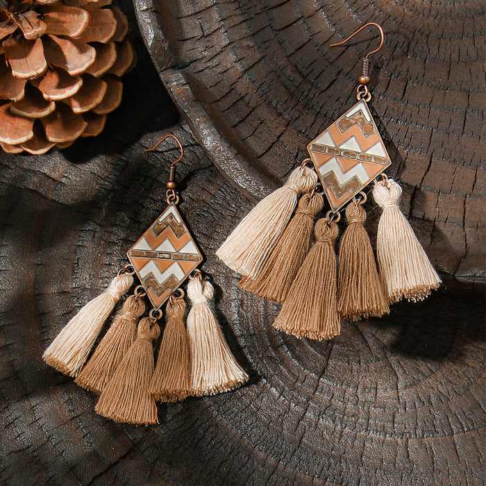 Wholesale Zinc Alloy Bohemian Tassel Earrings - Trendy Fashion Jewelry