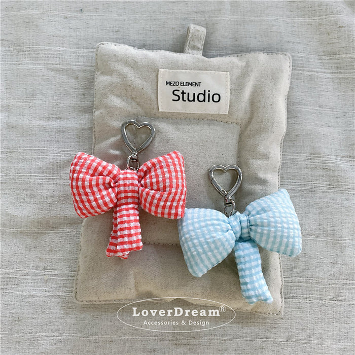 Wholesale Love Candy Color Plaid Bow Bag  Sweet Cute Keychain