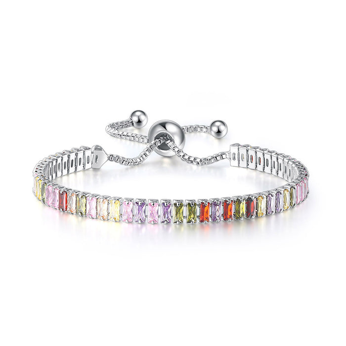 Wholesale Colored zircon bracelet, women's full diamond crystal tennis wholesale accessories