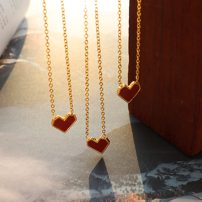 Wholesale Gold plated peach heart versatile titanium steel collarbone high-end women's necklace