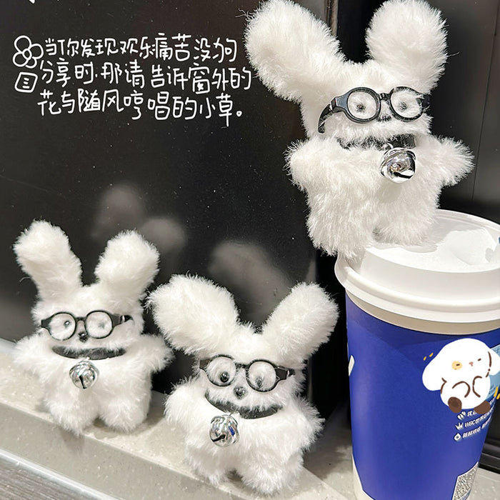 Wholesale Glasses Straw Puppy Plush Keychain
