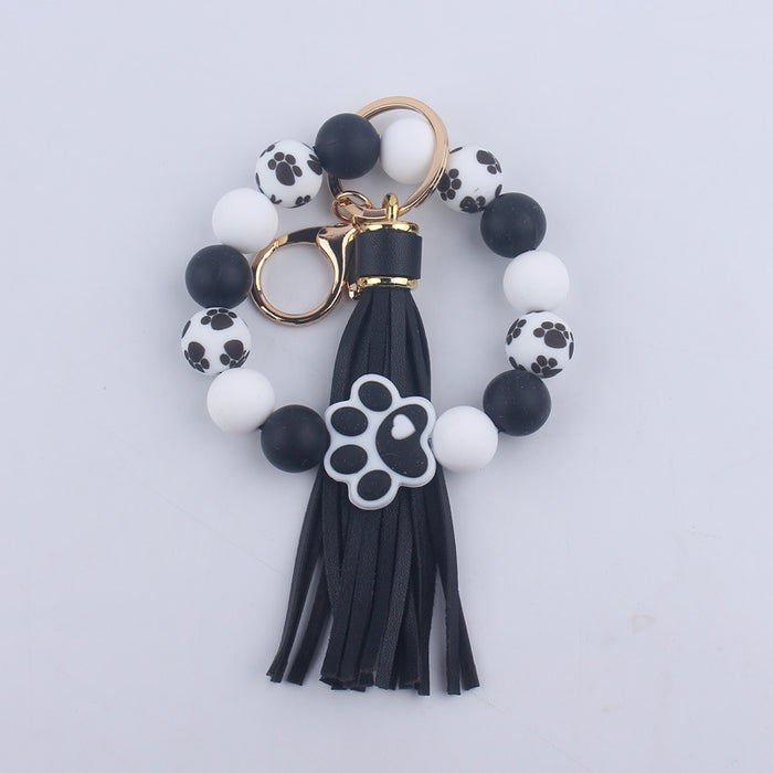 Wholesale silicone bead bracelet wrist keychain