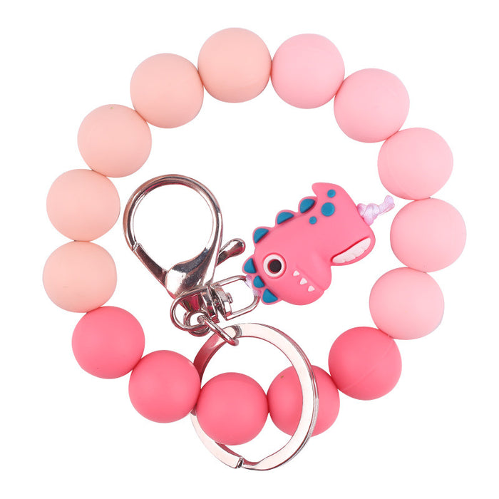 Wholesale Cartoon Animal Keychain Handmade Beaded Bracelet Key Ring