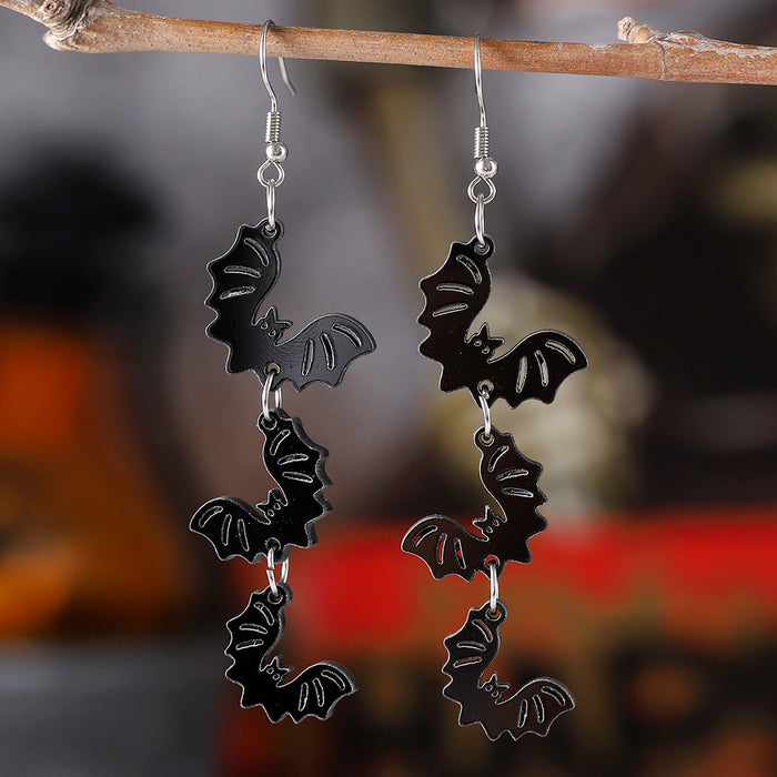 Wholesale  white ghost black bat triple ing pendant earrings acrylic Gothic style earrings