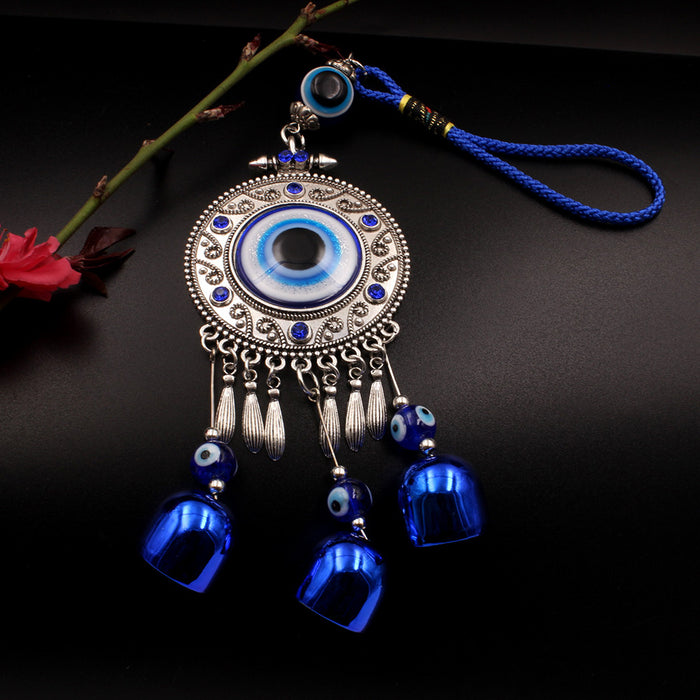 Wholesale Blue Eye Pendant Round Blue Bell Wind Chime