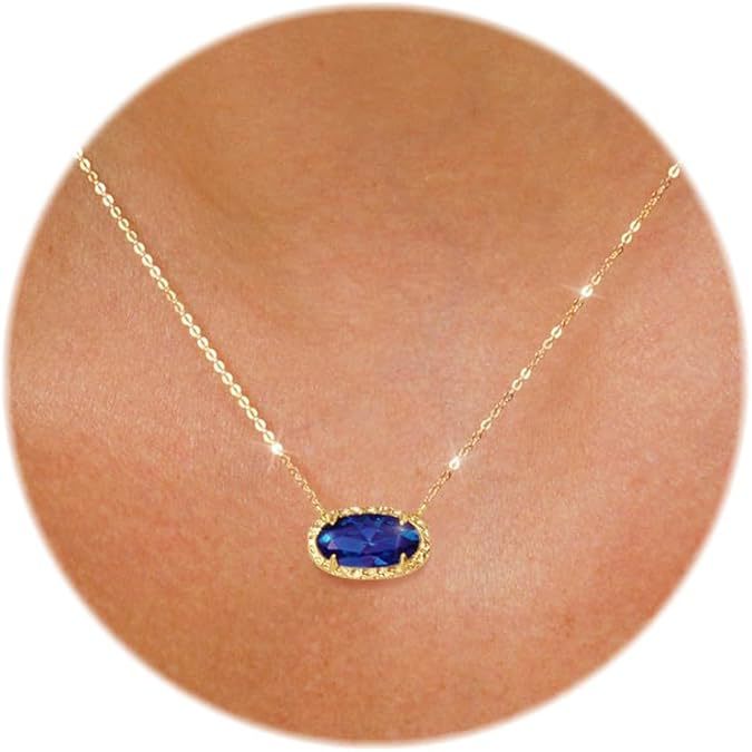 Wholesale Gilded exquisite pendant necklace, oval gemstone crystal, light luxury item