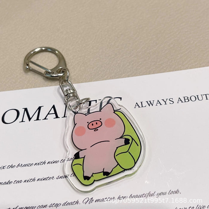 Wholesale Acrylic Keychain Double-sided Transparent Cartoon Animal Pendant Student Bag Children' s School Bag Accessories