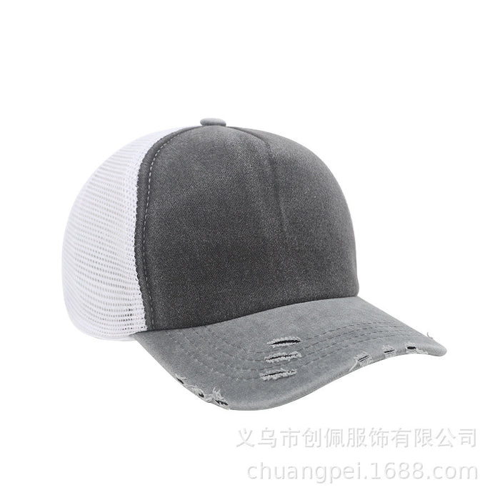 Wholesale Hat light version can be customized with embroidered LOGO for aging, washed cotton hat, breathable mesh hat, outdoor sun protection hat