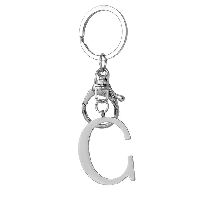 Wholesale Stainless Steel  Letter Key Chain Titanium Steel Keychain Initial Letter Modern Simple Backpack Pendant