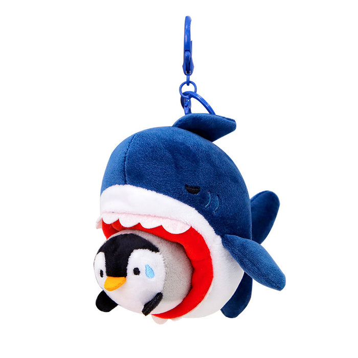 Wholesale Cute Little Shark Pull String Pendant Happy Penguin Keychain Plush Toy Bag Pendant Gift