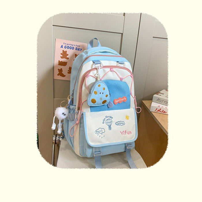 Wholesale Contrast color schoolbags, cute, lightweight, large-capacity, versatile backpacks for middle school and high school students