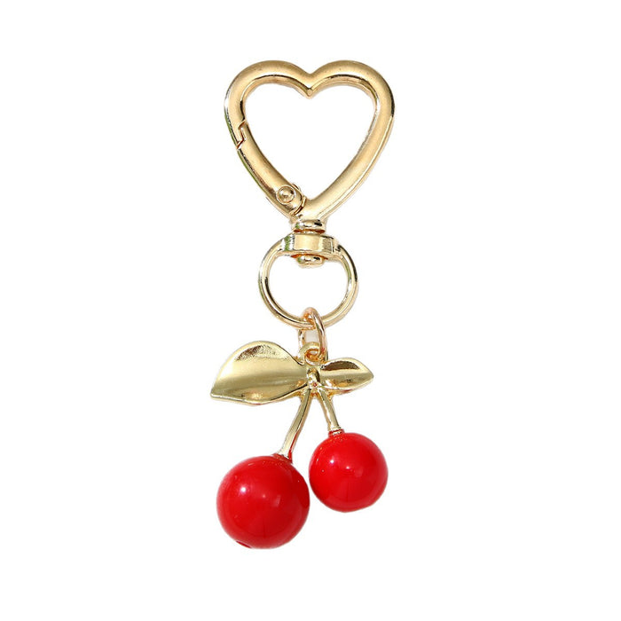 Wholesale Trendy Cherry Keychain Bag Charm Red Zinc Alloy Gift MOQ≥2