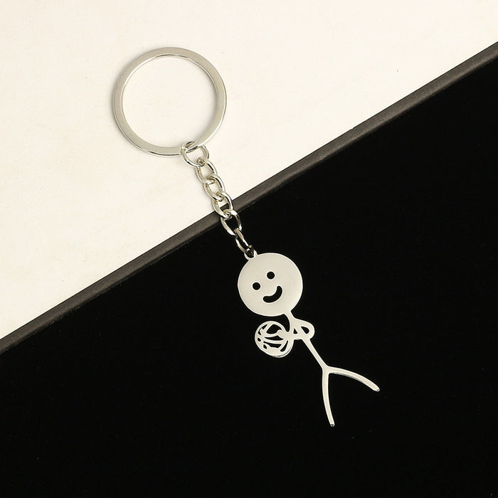 Wholesale Stainless Steel Graffiti Villain Shape Couple Keychain JDC-KC-Aohong004