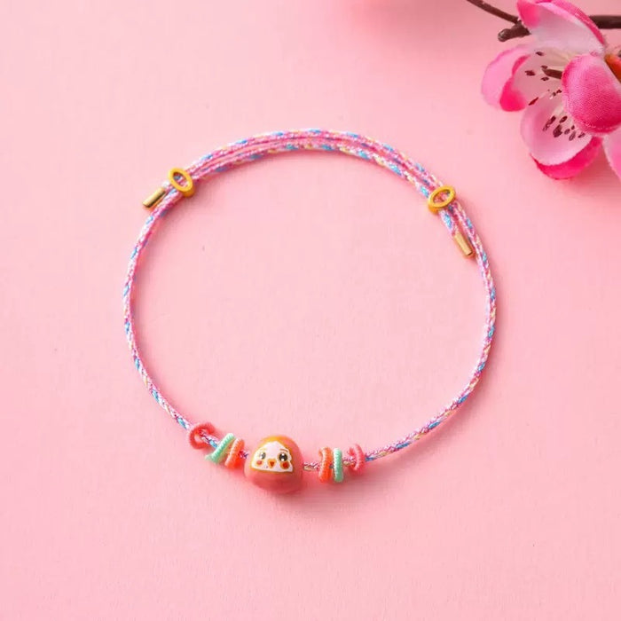 Wholesale Colorful Rope Pink Handmade Woven Bracelet Niche Exquisite  Children' s Cute Accessories