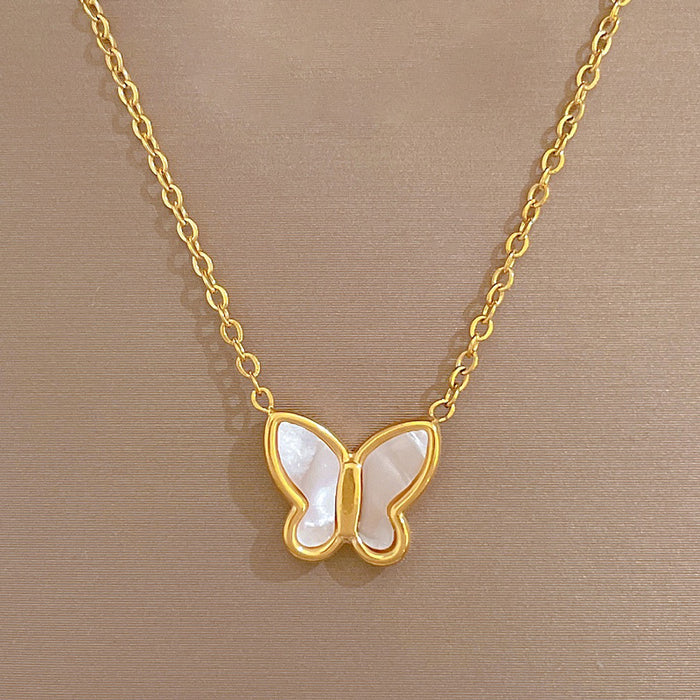 Wholesale Shell Butterfly Titanium Steel Necklace JDC-NE-LiGe006