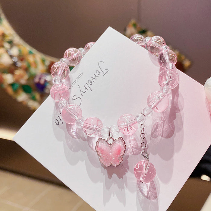 Wholesale Glass Butterfly Bracelet Trendy Handmade Fashion Accessory MOQ≥3