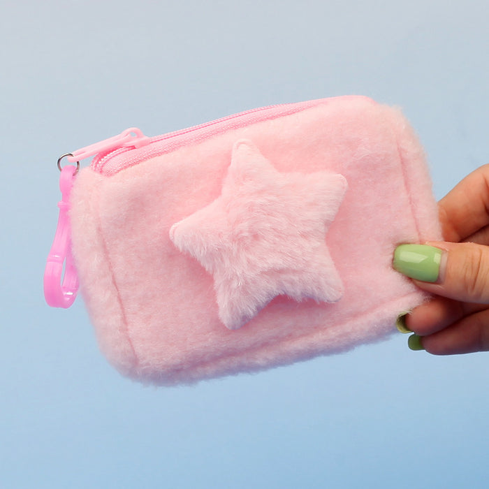 Wholesale Star Shaped Plush Pouch Boutique Coin Purse Earphone Bag Creative Pendant Gift