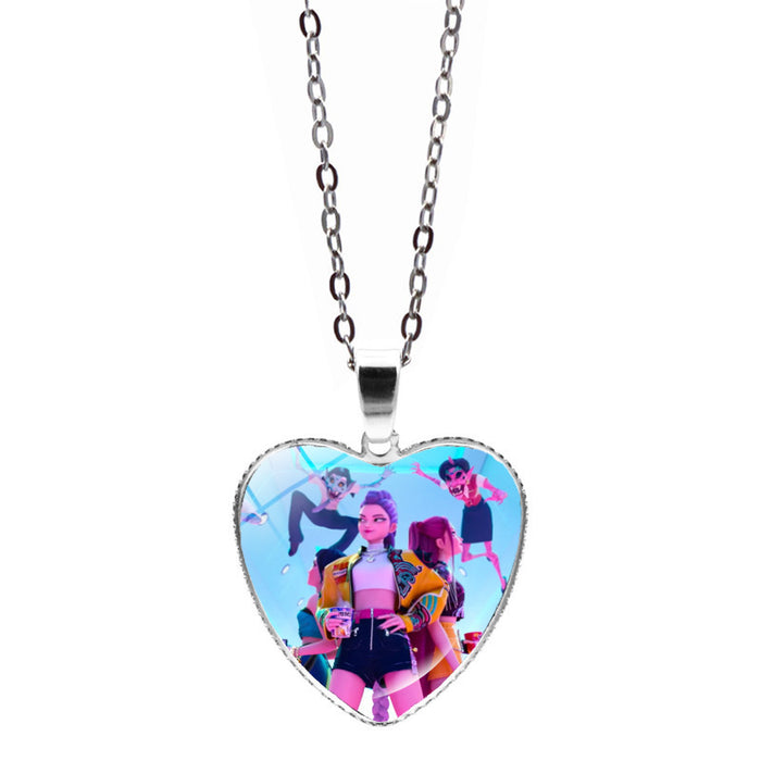 Wholesale Anime Cartoon Heart Peach Pendant Sweater Chain Necklace Accessory