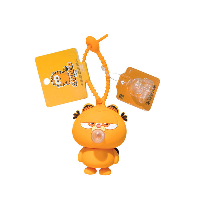 Wholesale Cute cartoon cat blowing bubbles silicone keychain