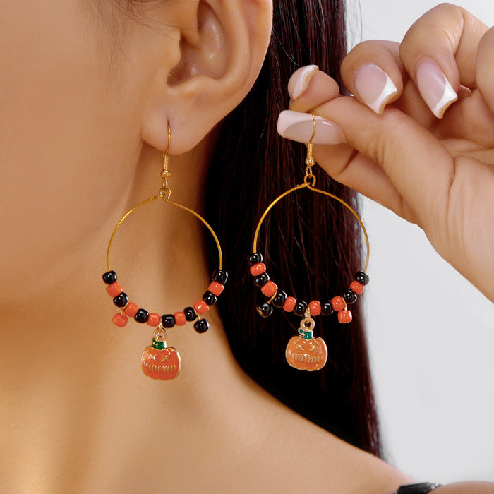 Wholesale Versatill Pumpkin Ghost Crystal Rice Bead Earrings for Women