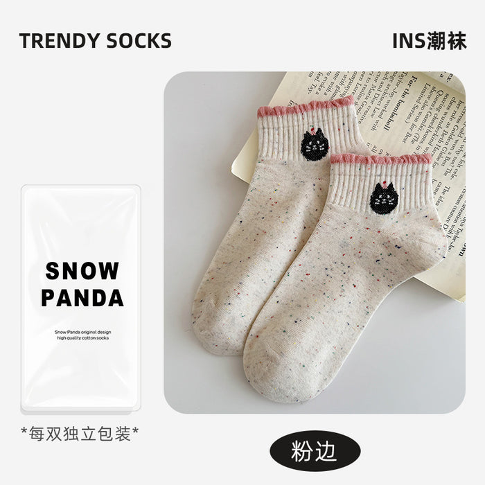 Wholesale Socks thin mesh breathable bow embroidered short tube socks boneless socks