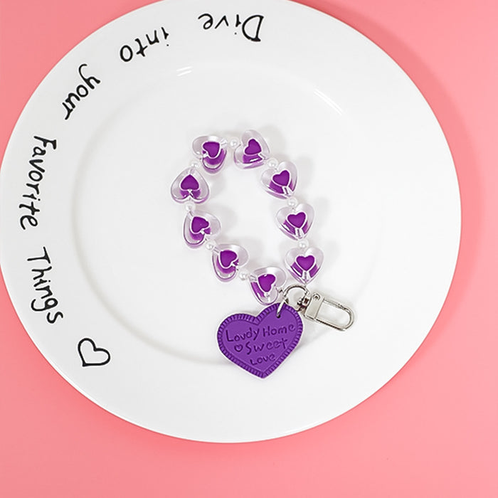 Wholesale fresh simple color love hand chain transparent acrylic chain mobile case accessories