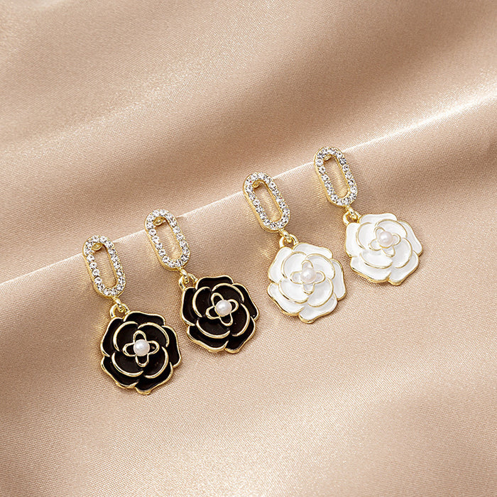 Wholesale New high-end camellia earrings with versatile temperament, niche design, high-end earrings