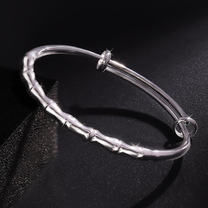 Wholesale Silver-plated bamboo bracelet, simple and comfortable lucky bamboo push-pull adjustable bracelet