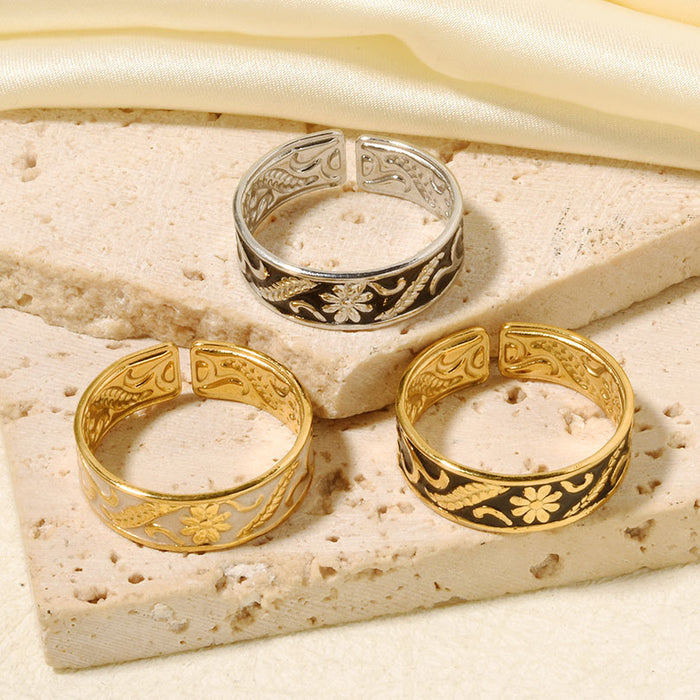 Wholesale Stainless steel retro artistic opening ring, women's niche design, ring accessories