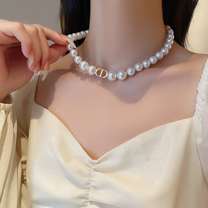 Wholesale New bead necklace sweater chain niche high-end pearl necklace light luxury temperament fashionable collarbone chain
