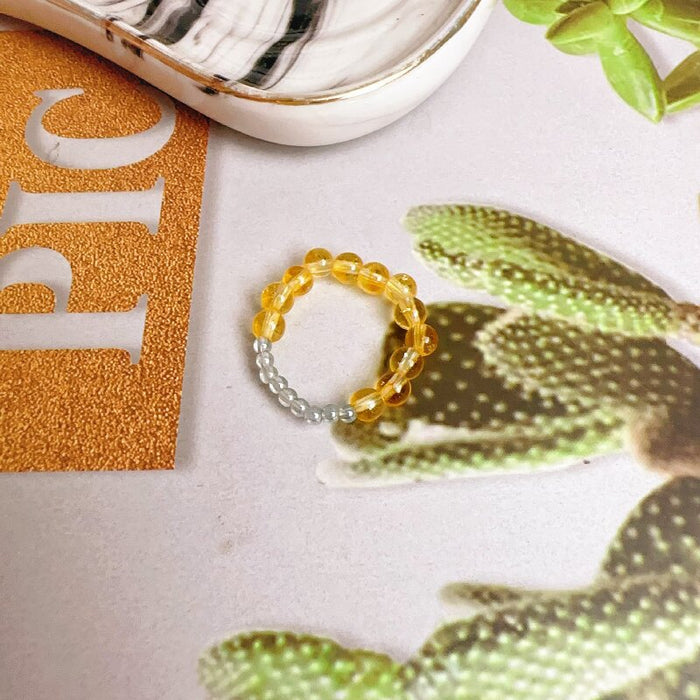 Wholesale Strong light freshwater pearl ring, retro red agate index finger ring, elastic rope ring, stackable ring