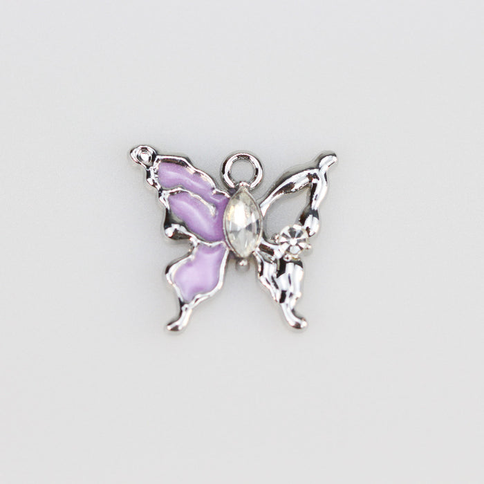 Wholesale Butterfly pendant alloy multi-color oil drop pendant bracelet necklace accessories DIY jewelry accessories