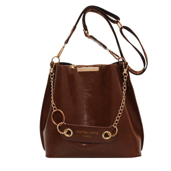 Wholesale Vintage large capacity bag, new fashionable single shoulder crossbody, simple and stylish portable bucket bag