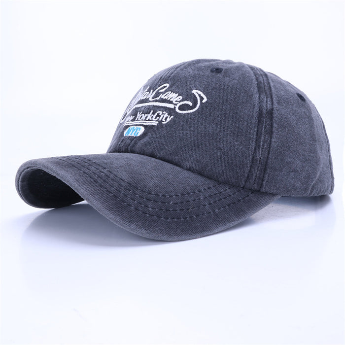 Wholesale Washed cotton baseball cap, retro casual sports duckbill cap, embroidered letter men's and women's hats