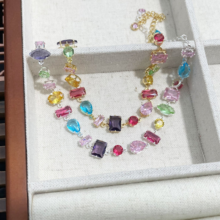 Wholesale bracelet zircon colorful fashion claw necklace women' s rectangular gold bracelet