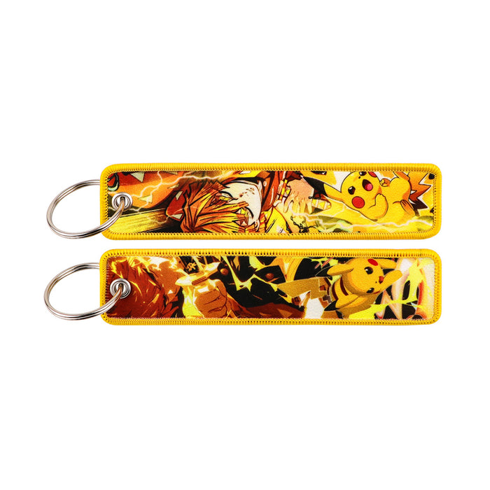 Wholesale Cartoon woven keychain lanyard  access control  ornaments fabric keychain