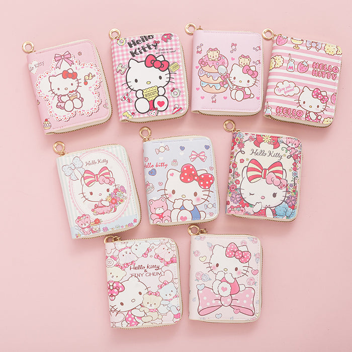 Wholesale Girl Short Cute Printed Student Cartoon  Wallet Coin Purse Id Bag Card Holder