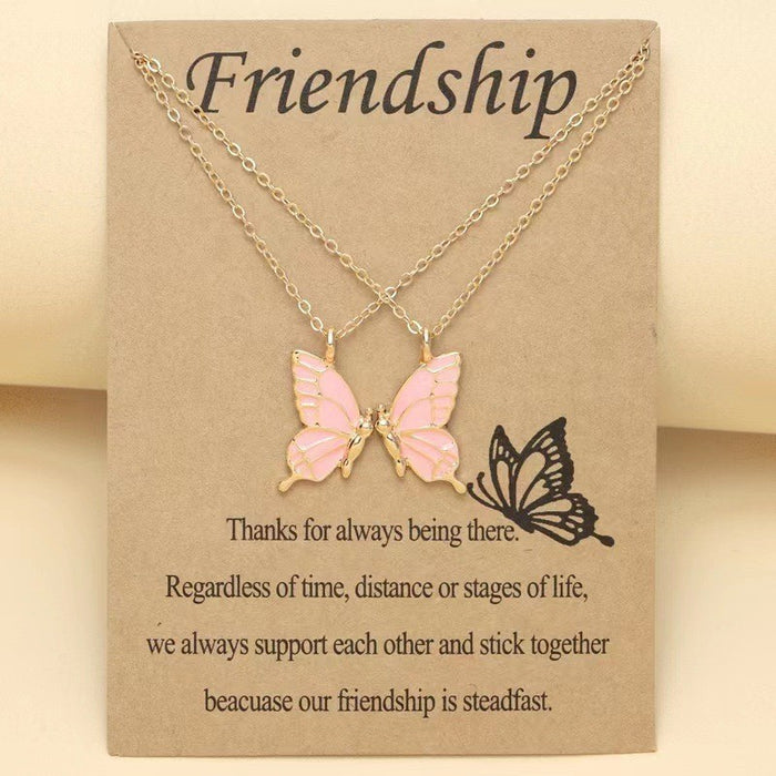 Wholesale Colorful Butterfly Friendship Pendant Necklace Set - Fashion Alloy Jewelry Accessory MOQ≥2