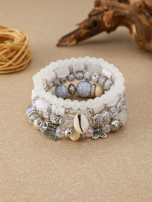 Wholesale Layered Turquoise Leaf Bracelet Set 4-Piece Fashion Jewelry Accessory MOQ≥2