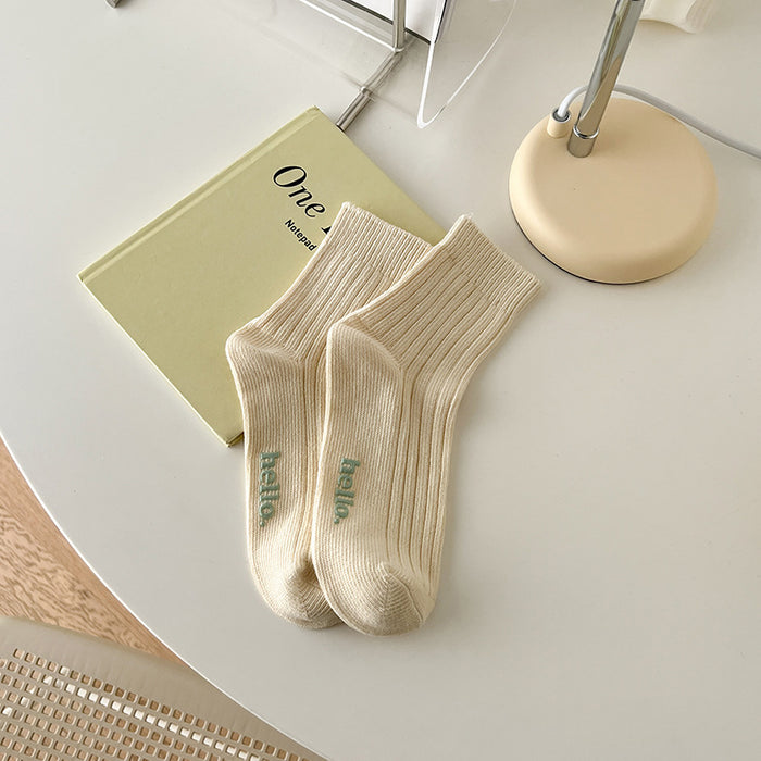 Wholesale Medium length socks with thick thread, versatile for wearing outside, cotton socks