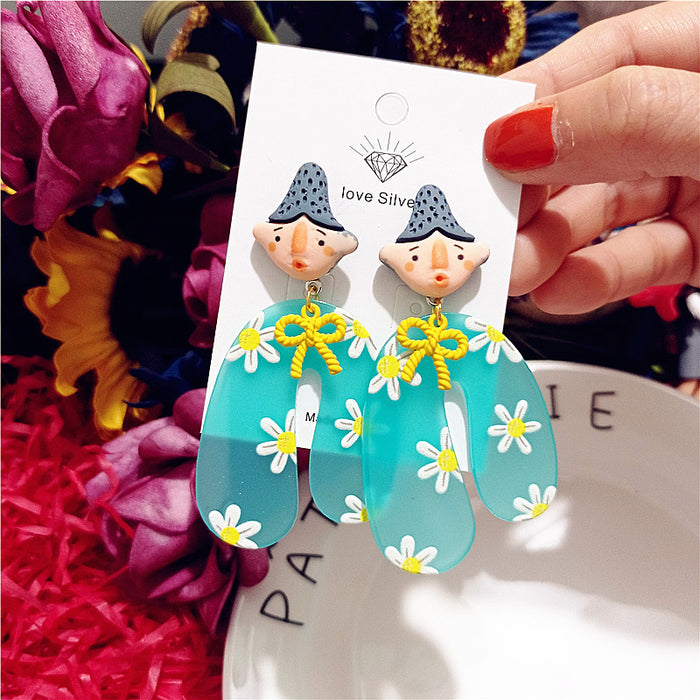 Wholesale Ethnic Style Colorful Doll Cartoon Alloy Earrings JDC-ES-Xingj028