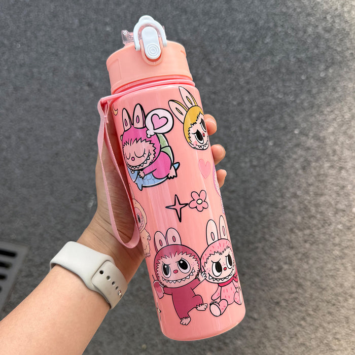Wholesale Cute Straw Water Cup Cartoon Water Cup with Lanyard