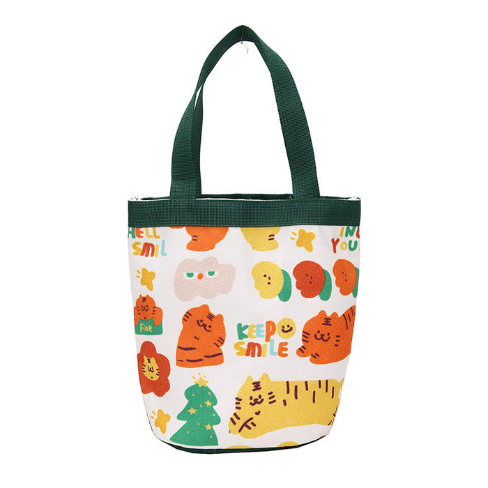 Wholesale Cute cartoon printed bucket bag, hand-held canvas bag